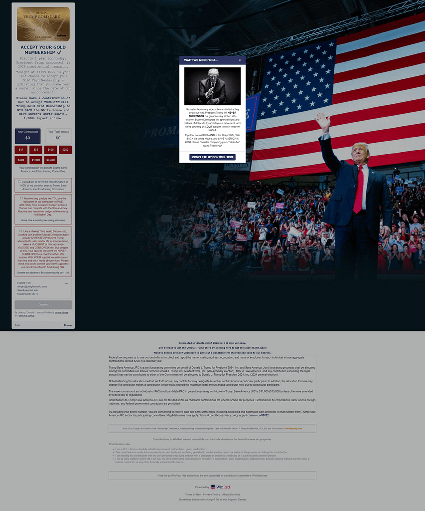 Example of Digital Campaign Direct Mail Trump